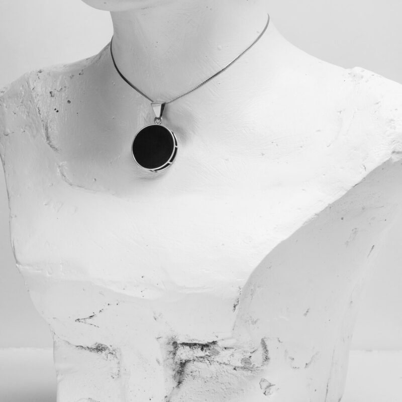 BLACK MOON PENDANT WITH CHAIN