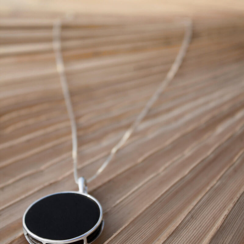 BLACK MOON PENDANT WITH CHAIN