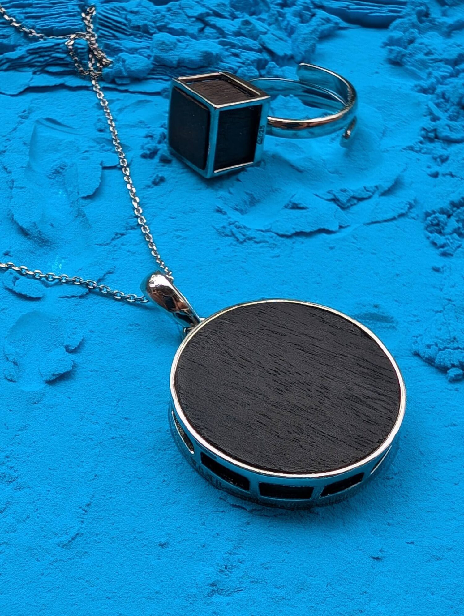 BLACK MOON PENDANT WITH CHAIN