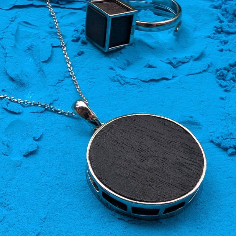 BLACK MOON PENDANT WITH CHAIN