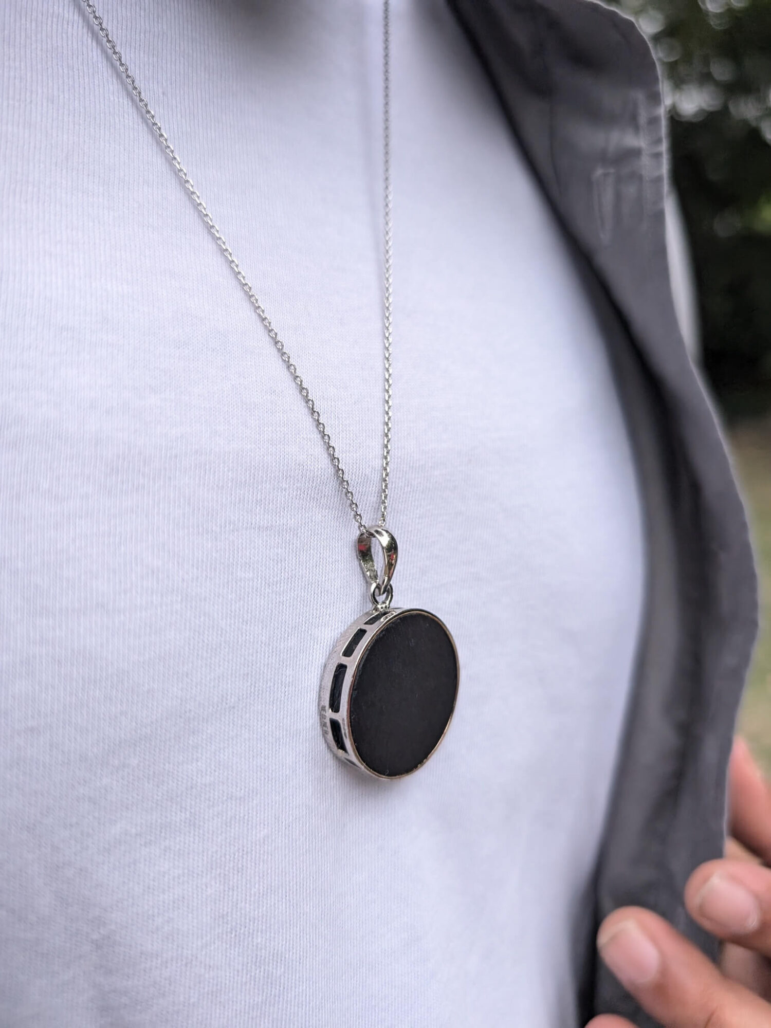 BLACK MOON PENDANT WITH CHAIN