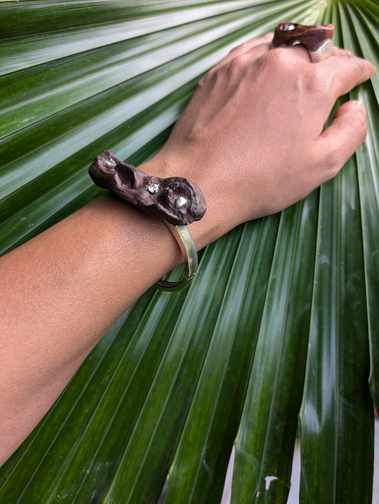 Wood Flower Bracelet