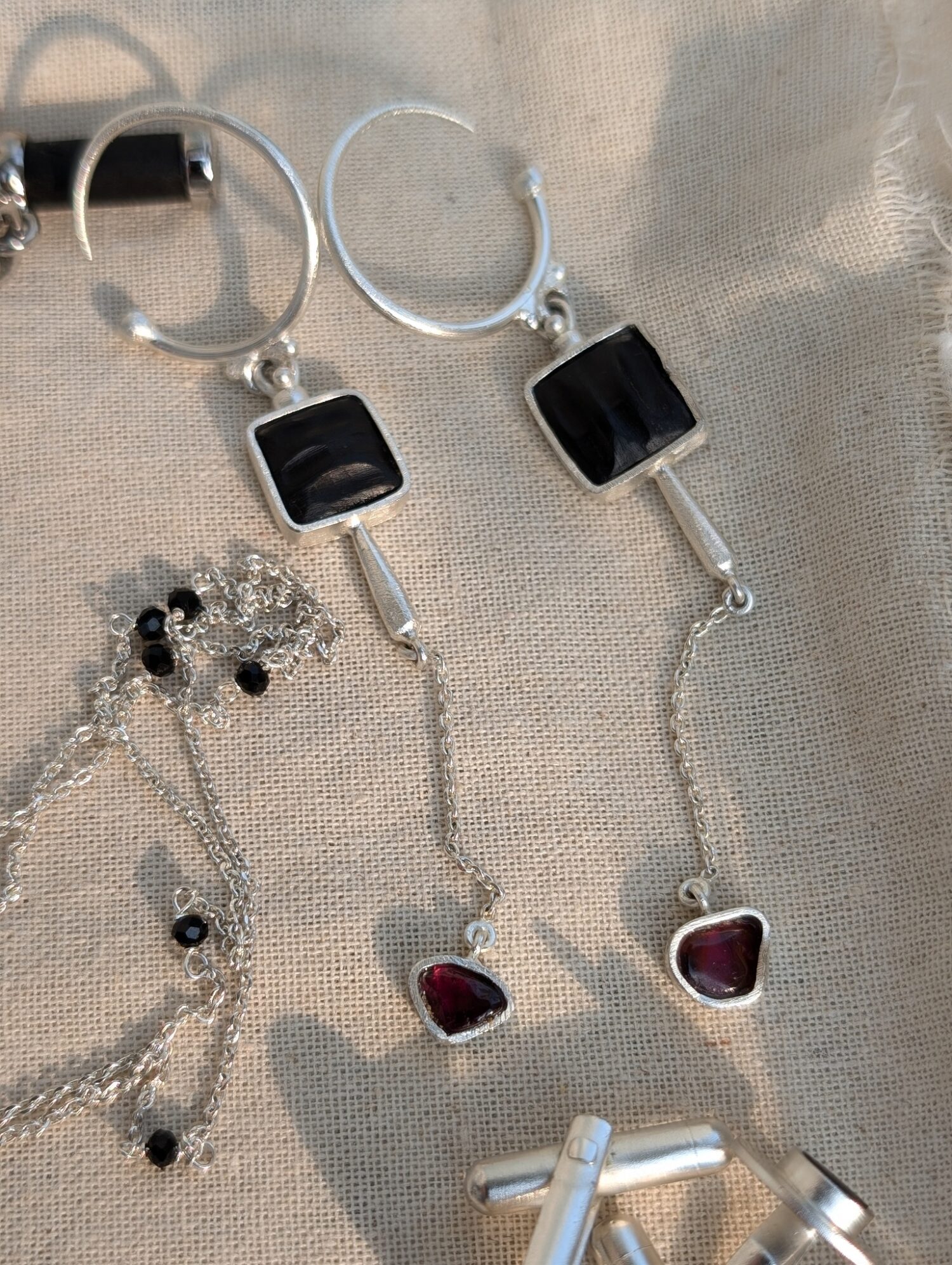 Obsidian Branch Earrings