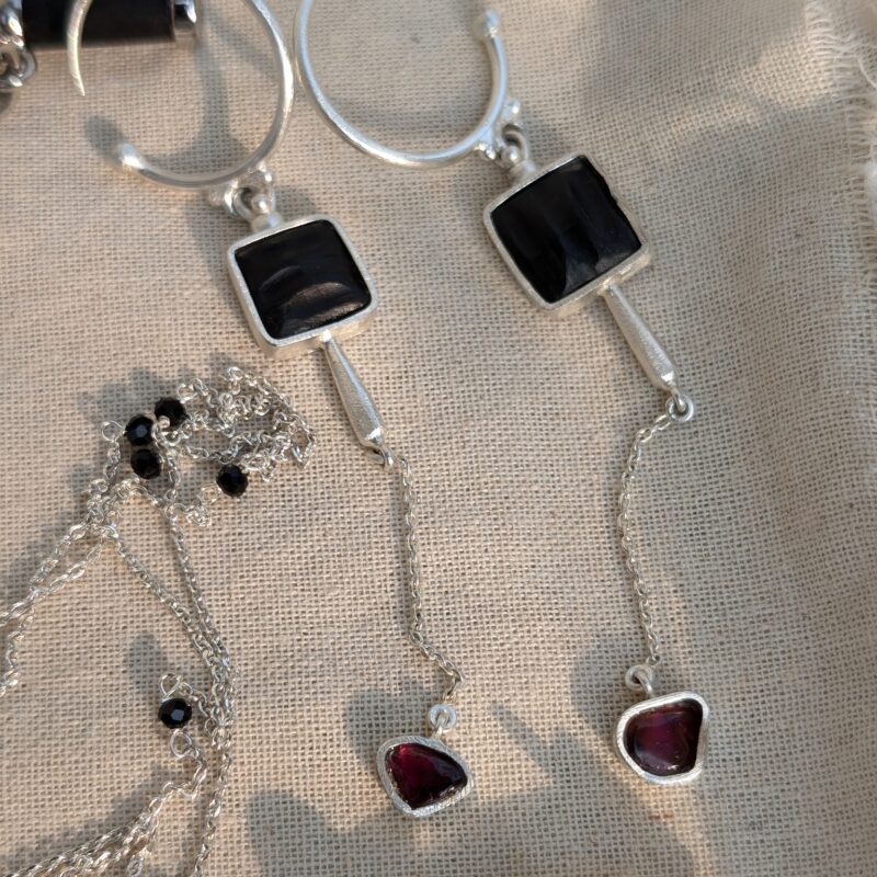 Obsidian Branch Earrings