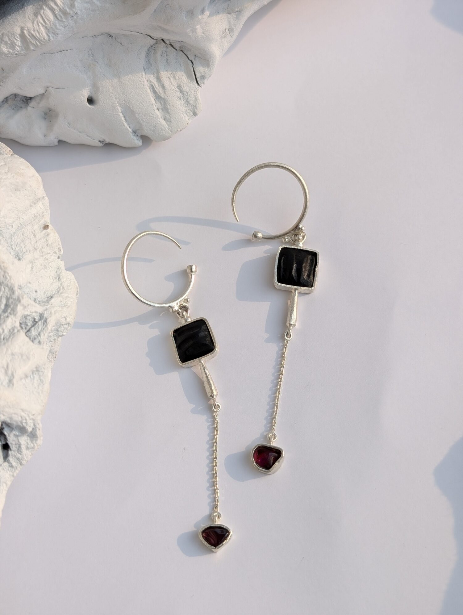 Obsidian Branch Earrings