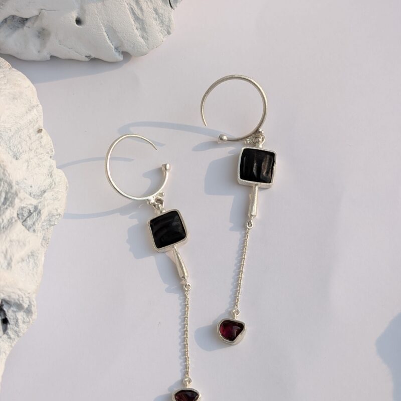 Obsidian Branch Earrings