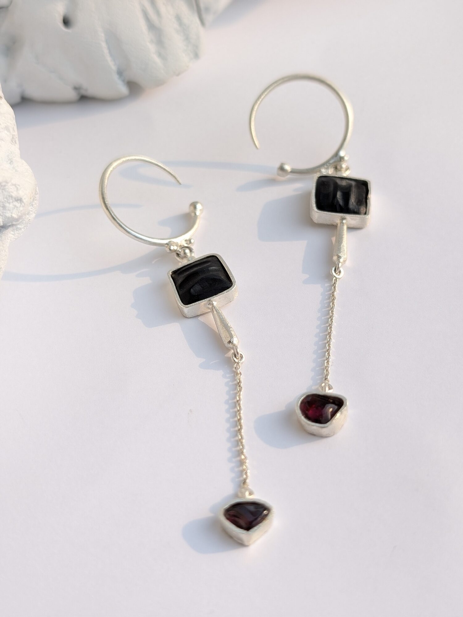 Obsidian Branch Earrings