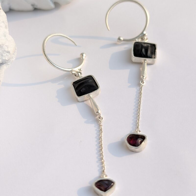 Obsidian Branch Earrings